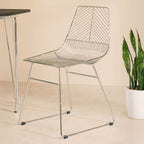 Chrome Finish Metal Wire Chair with Tapered Legs