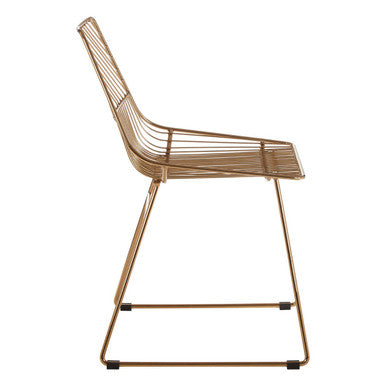 Gold Finish Metal Wire Chair with Tapered Legs