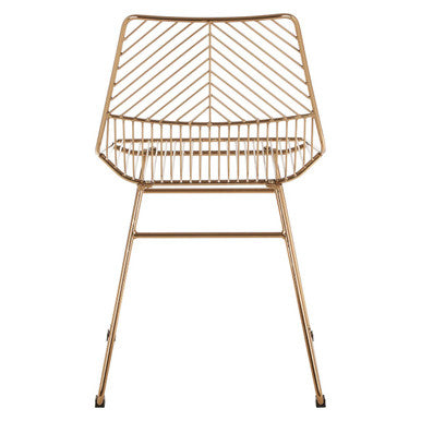 Gold Finish Metal Wire Chair with Tapered Legs