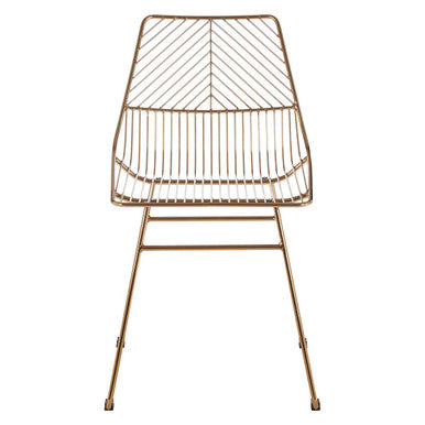 Gold Finish Metal Wire Chair with Tapered Legs