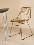 Gold Finish Metal Wire Chair with Tapered Legs