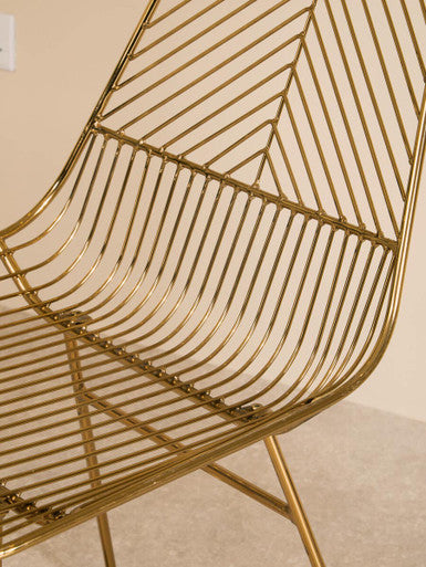 Gold Finish Metal Wire Chair with Tapered Legs