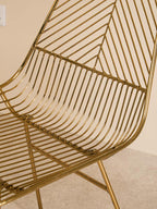 Gold Finish Metal Wire Chair with Tapered Legs