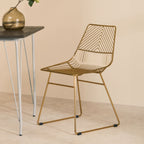Gold Finish Metal Wire Chair with Tapered Legs