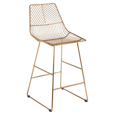 Gold Finish Metal Wire Bar Chair with Tapered Legs