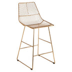 Gold Finish Metal Wire Bar Chair with Tapered Legs