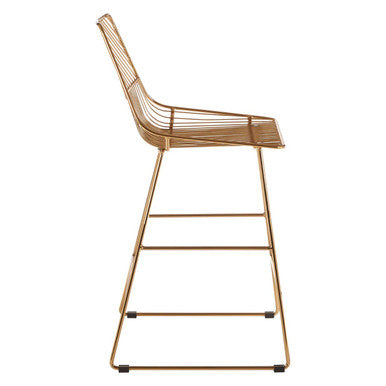 Gold Finish Metal Wire Bar Chair with Tapered Legs