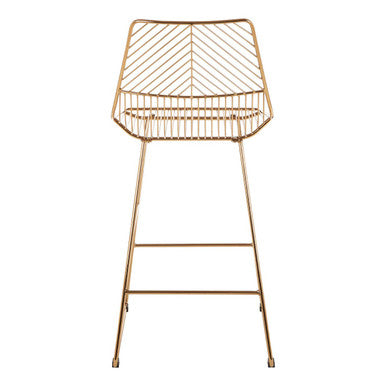 Gold Finish Metal Wire Bar Chair with Tapered Legs