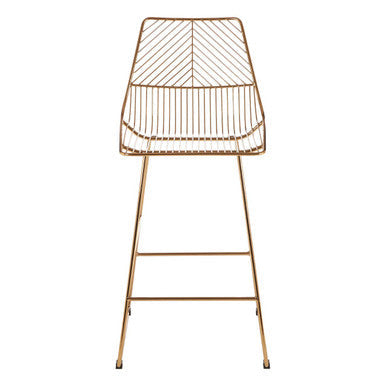 Gold Finish Metal Wire Bar Chair with Tapered Legs