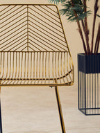 Gold Finish Metal Wire Bar Chair with Tapered Legs