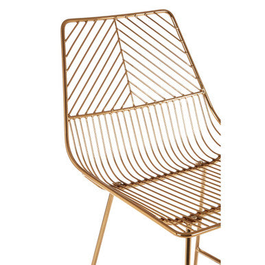 Gold Finish Metal Wire Bar Chair with Tapered Legs