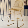 Gold Finish Metal Wire Bar Chair with Tapered Legs