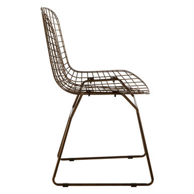 Bronze Finish Metal Grid Frame Wire Chair