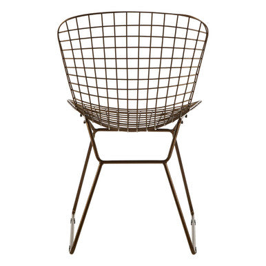 Bronze Finish Metal Grid Frame Wire Chair