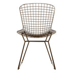 Bronze Finish Metal Grid Frame Wire Chair