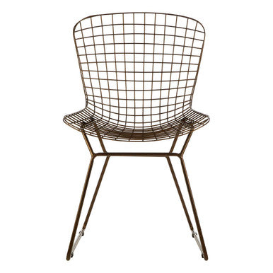 Bronze Finish Metal Grid Frame Wire Chair