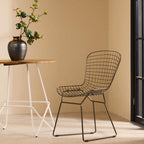 Bronze Finish Metal Grid Frame Wire Chair