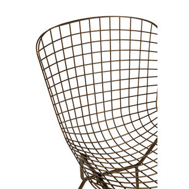 Bronze Finish Metal Grid Frame Wire Chair