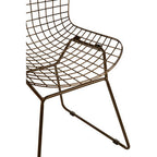 Bronze Finish Metal Grid Frame Wire Chair