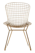 Gold Finish Metal Grid Frame Wire Chair