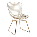 Gold Finish Metal Grid Frame Wire Chair