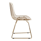 Gold Finish Metal Grid Frame Wire Chair