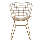 Gold Finish Metal Grid Frame Wire Chair
