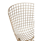 Gold Finish Metal Grid Frame Wire Chair