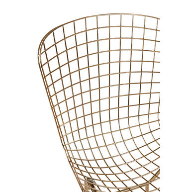 Gold Finish Metal Grid Frame Wire Chair