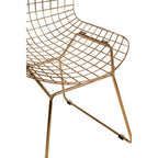 Gold Finish Metal Grid Frame Wire Chair