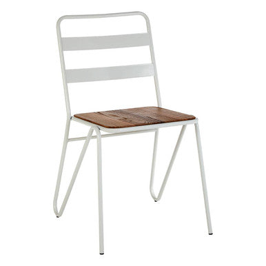 White Metal and Elm Wood Chair
