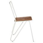 White Metal and Elm Wood Chair