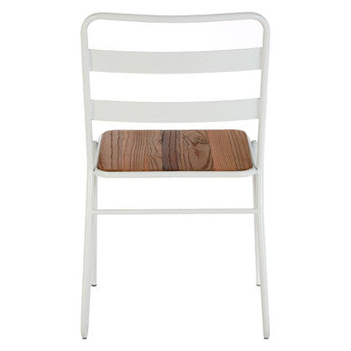 White Metal and Elm Wood Chair