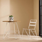 White Metal and Elm Wood Chair