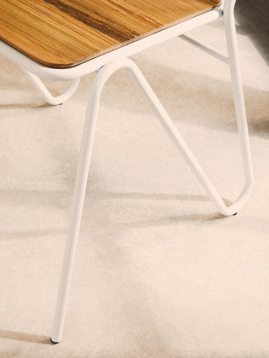 White Metal and Elm Wood Chair