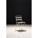White Metal and Elm Wood Chair