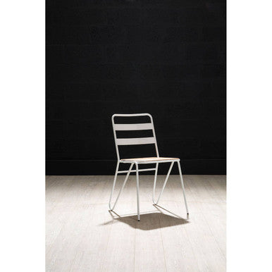 White Metal and Elm Wood Chair