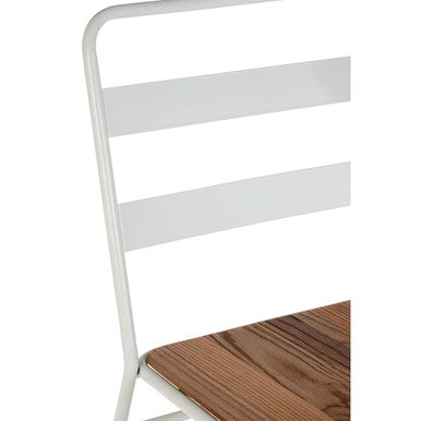 White Metal and Elm Wood Chair