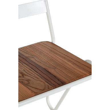 White Metal and Elm Wood Chair