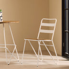 White Metal and Elm Wood Chair
