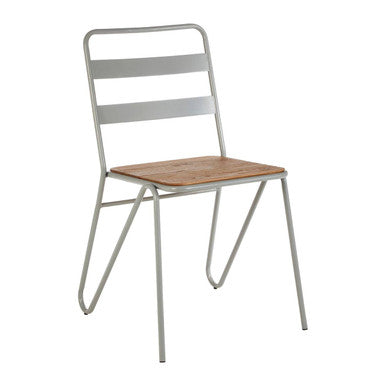 Grey Metal and Elm Wood Chair