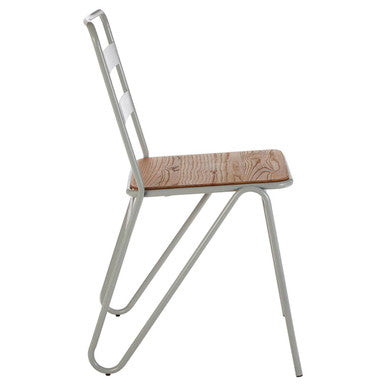 Grey Metal and Elm Wood Chair