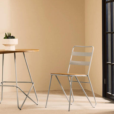 Grey Metal and Elm Wood Chair