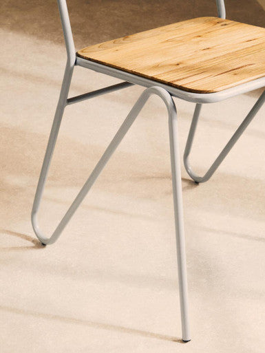 Grey Metal and Elm Wood Chair