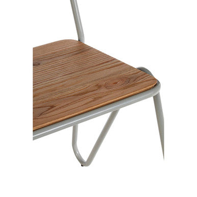 Grey Metal and Elm Wood Chair