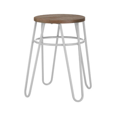 Wooden Stool with Grey Finish Hairpin Legs