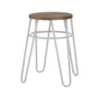 Wooden Stool with Grey Finish Hairpin Legs