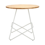 White Metal Legs and Natural Elm Wood Top Round Dining Table