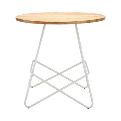 White Metal Legs and Natural Elm Wood Top Round Dining Table