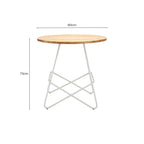 White Metal Legs and Natural Elm Wood Top Round Dining Table